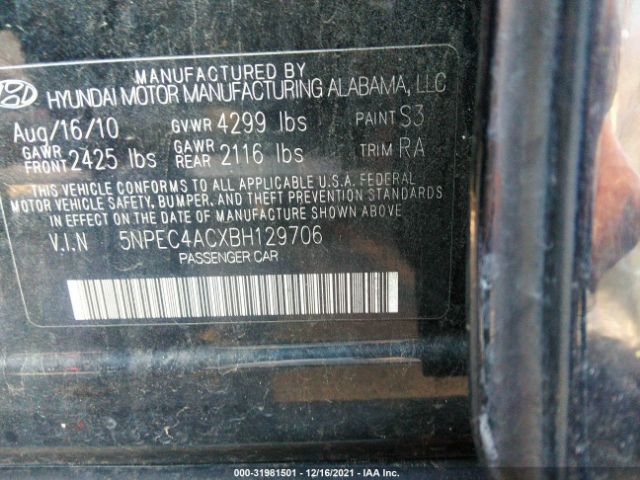 Photo 8 VIN: 5NPEC4ACXBH129706 - HYUNDAI SONATA 