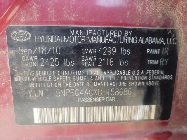 Photo 9 VIN: 5NPEC4ACXBH158686 - HYUNDAI SONATA SE 