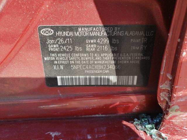 Photo 9 VIN: 5NPEC4ACXBH234066 - HYUNDAI SONATA SE 