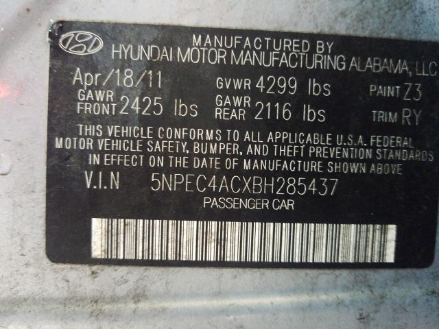 Photo 9 VIN: 5NPEC4ACXBH285437 - HYUNDAI SONATA SE 