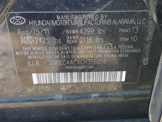 Photo 9 VIN: 5NPEC4ACXCH356816 - HYUNDAI SONATA SE 