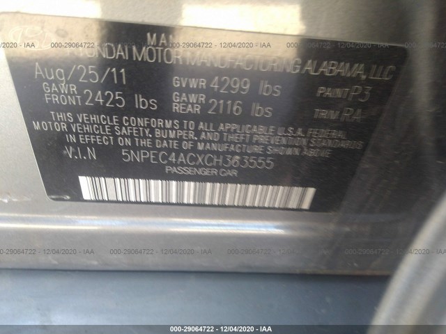 Photo 8 VIN: 5NPEC4ACXCH363555 - HYUNDAI SONATA 