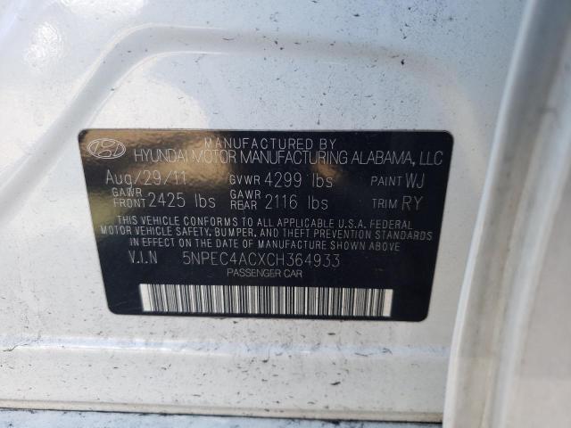 Photo 9 VIN: 5NPEC4ACXCH364933 - HYUNDAI SONATA SE 