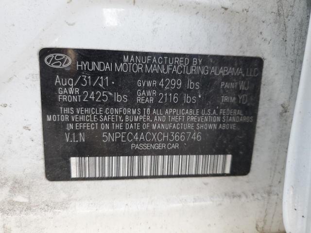 Photo 11 VIN: 5NPEC4ACXCH366746 - HYUNDAI SONATA SE 