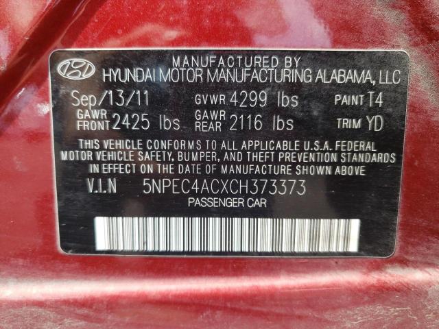 Photo 9 VIN: 5NPEC4ACXCH373373 - HYUNDAI SONATA SE 