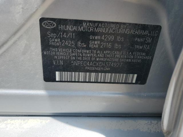 Photo 12 VIN: 5NPEC4ACXCH374927 - HYUNDAI SONATA 