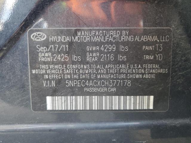 Photo 11 VIN: 5NPEC4ACXCH377178 - HYUNDAI SONATA SE 