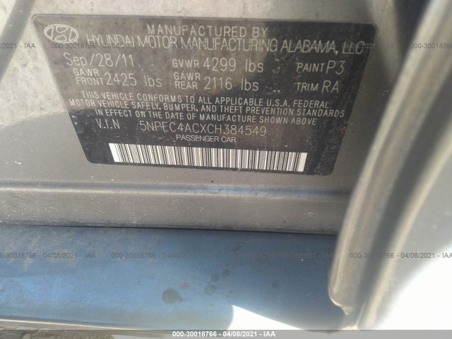 Photo 8 VIN: 5NPEC4ACXCH384549 - HYUNDAI SONATA 