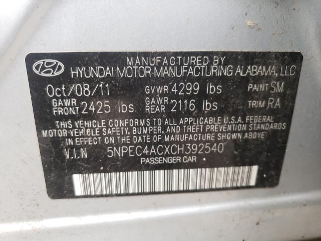 Photo 9 VIN: 5NPEC4ACXCH392540 - HYUNDAI SONATA SE 