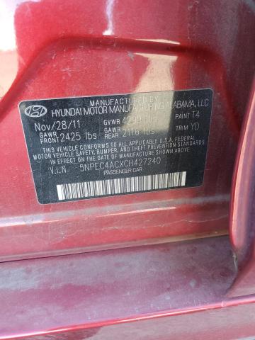 Photo 11 VIN: 5NPEC4ACXCH427240 - HYUNDAI SONATA SE 