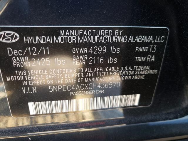 Photo 9 VIN: 5NPEC4ACXCH436570 - HYUNDAI SONATA SE 