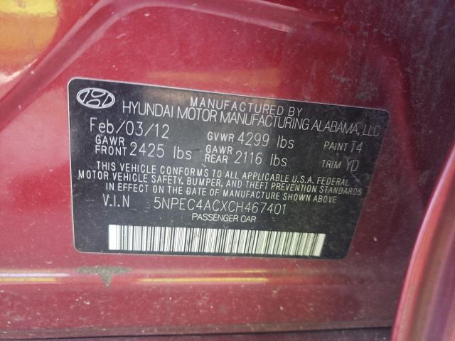 Photo 11 VIN: 5NPEC4ACXCH467401 - HYUNDAI SONATA 