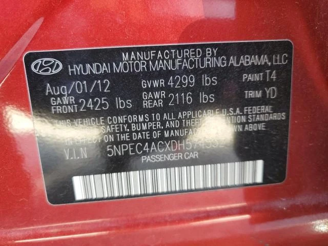 Photo 11 VIN: 5NPEC4ACXDH574532 - HYUNDAI SONATA SE 