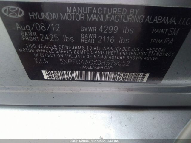 Photo 8 VIN: 5NPEC4ACXDH579052 - HYUNDAI SONATA 