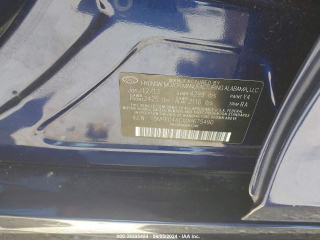 Photo 8 VIN: 5NPEC4ACXDH675490 - HYUNDAI SONATA 