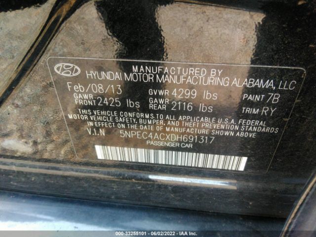 Photo 8 VIN: 5NPEC4ACXDH691317 - HYUNDAI SONATA 