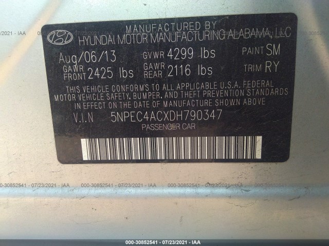 Photo 8 VIN: 5NPEC4ACXDH790347 - HYUNDAI SONATA 