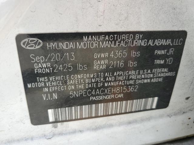 Photo 11 VIN: 5NPEC4ACXEH815362 - HYUNDAI SONATA 