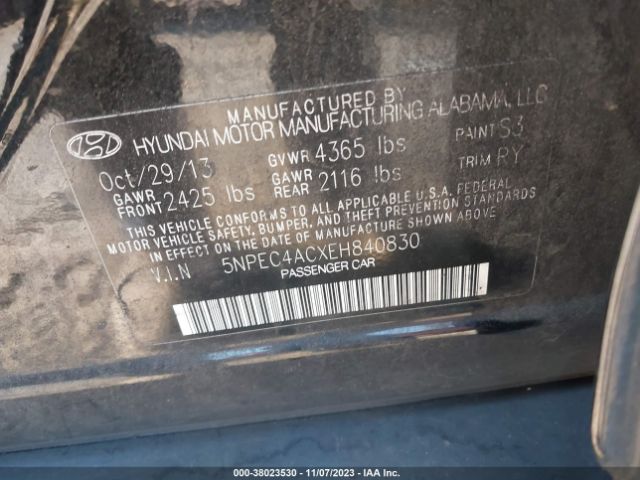 Photo 8 VIN: 5NPEC4ACXEH840830 - HYUNDAI SONATA 