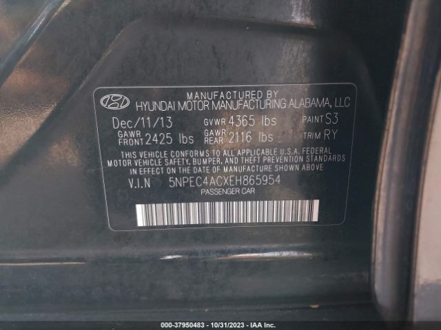 Photo 8 VIN: 5NPEC4ACXEH865954 - HYUNDAI SONATA 