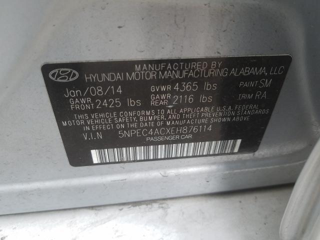 Photo 9 VIN: 5NPEC4ACXEH876114 - HYUNDAI SONATA SE 