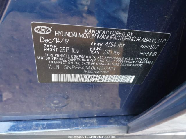 Photo 8 VIN: 5NPEF4JA0LH017424 - HYUNDAI SONATA 