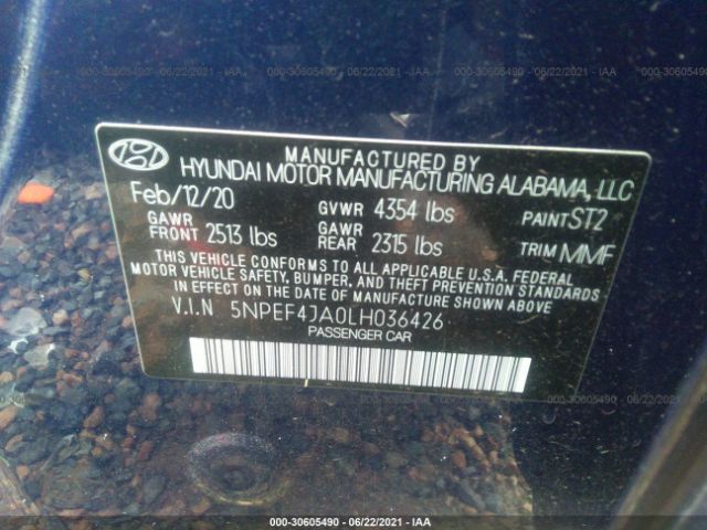 Photo 8 VIN: 5NPEF4JA0LH036426 - HYUNDAI SONATA 