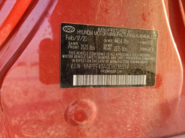 Photo 12 VIN: 5NPEF4JA0LH038094 - HYUNDAI SONATA SEL 