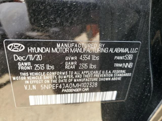 Photo 11 VIN: 5NPEF4JA0MH102328 - HYUNDAI SONATA SEL 