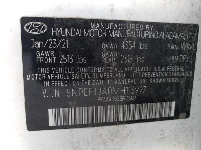 Photo 12 VIN: 5NPEF4JA0MH113927 - HYUNDAI SONATA SEL 