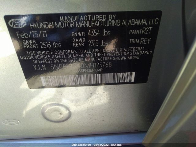 Photo 8 VIN: 5NPEF4JA0MH125768 - HYUNDAI SONATA 