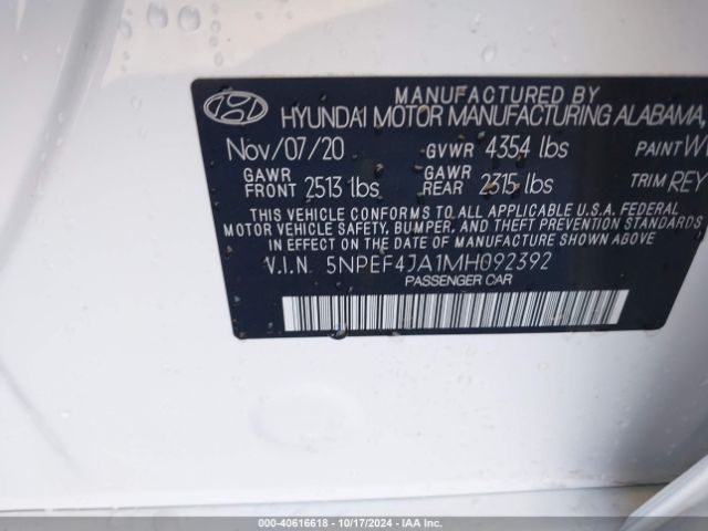 Photo 8 VIN: 5NPEF4JA1MH092392 - HYUNDAI SONATA 