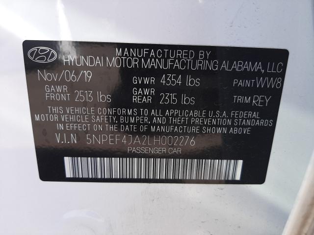 Photo 9 VIN: 5NPEF4JA2LH002276 - HYUNDAI SONATA SEL 