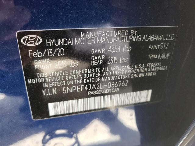 Photo 9 VIN: 5NPEF4JA2LH036962 - HYUNDAI SONATA SEL 