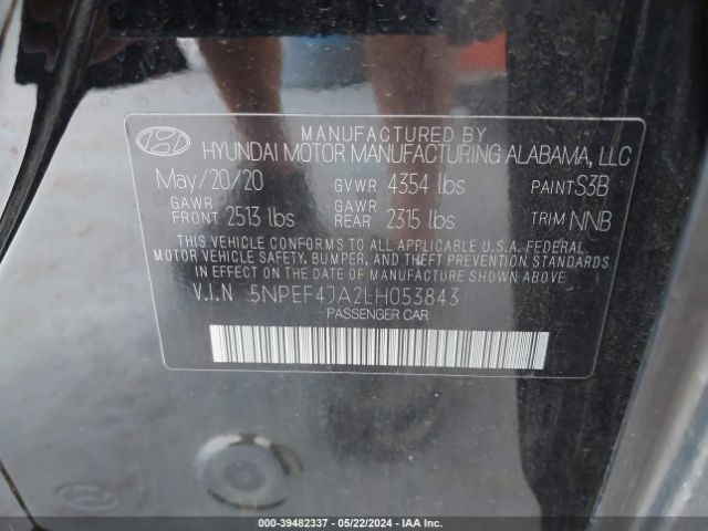 Photo 8 VIN: 5NPEF4JA2LH053843 - HYUNDAI SONATA 