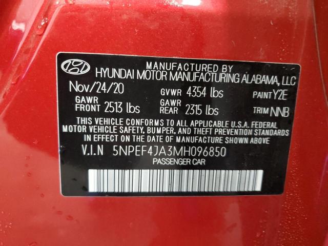 Photo 11 VIN: 5NPEF4JA3MH096850 - HYUNDAI SONATA SEL 