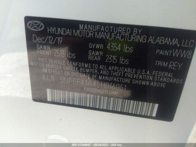 Photo 8 VIN: 5NPEF4JA4LH016051 - HYUNDAI SONATA 