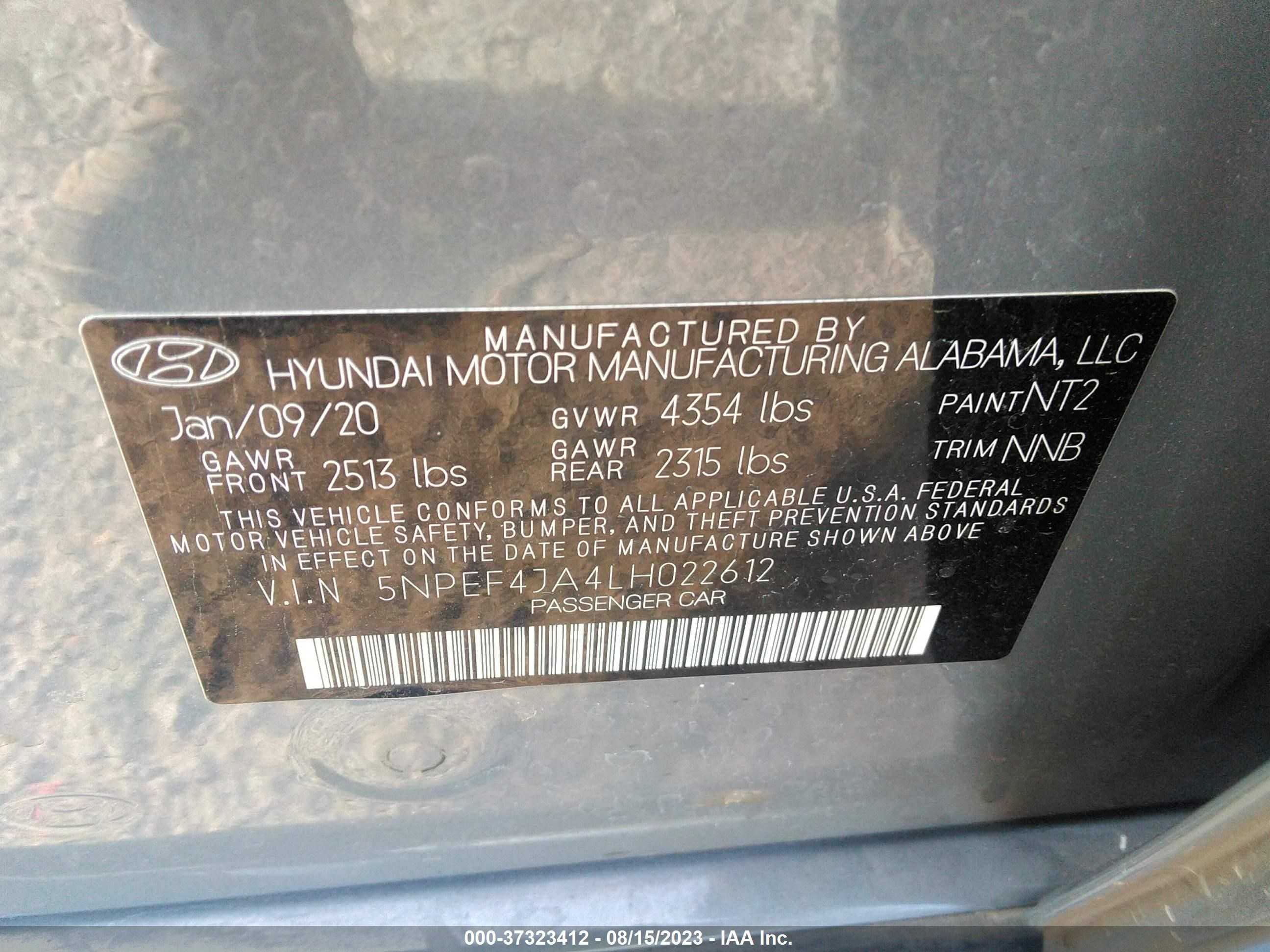 Photo 8 VIN: 5NPEF4JA4LH022612 - HYUNDAI SONATA 