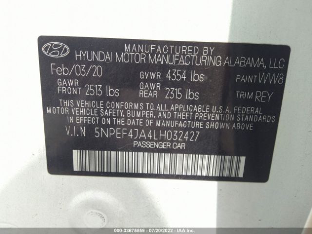 Photo 8 VIN: 5NPEF4JA4LH032427 - HYUNDAI SONATA 