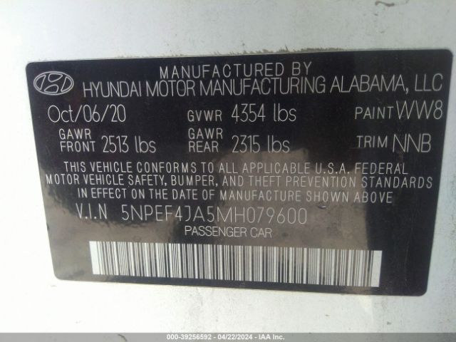 Photo 8 VIN: 5NPEF4JA5MH079600 - HYUNDAI SONATA 