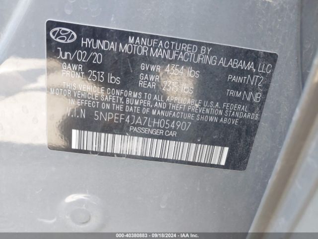 Photo 8 VIN: 5NPEF4JA7LH054907 - HYUNDAI SONATA 