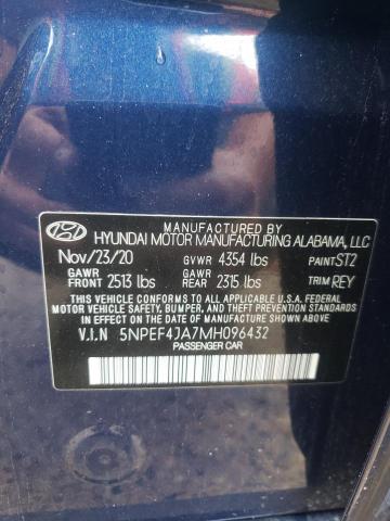 Photo 11 VIN: 5NPEF4JA7MH096432 - HYUNDAI SONATA SEL 