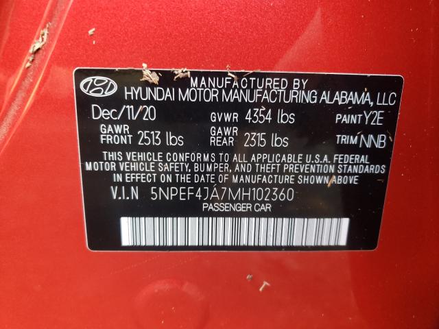 Photo 9 VIN: 5NPEF4JA7MH102360 - HYUNDAI SONATA SEL 