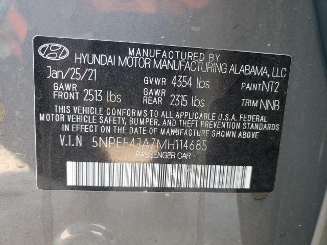 Photo 9 VIN: 5NPEF4JA7MH114685 - HYUNDAI SONATA SEL 