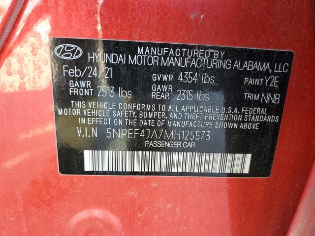 Photo 12 VIN: 5NPEF4JA7MH125573 - HYUNDAI SONATA SEL 