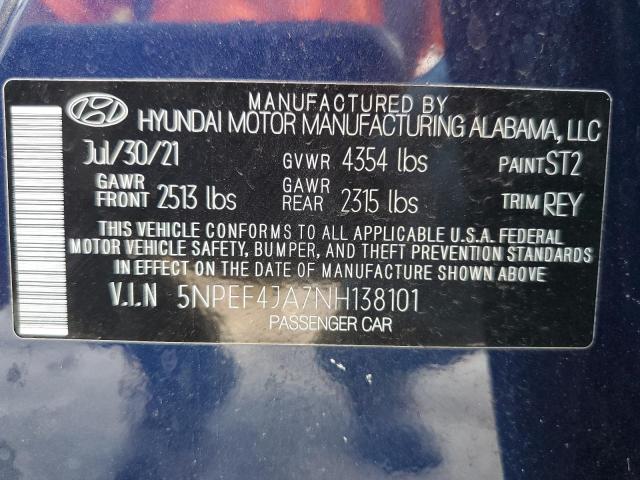 Photo 12 VIN: 5NPEF4JA7NH138101 - HYUNDAI SONATA 