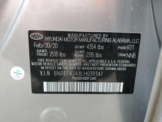 Photo 11 VIN: 5NPEF4JA8LH039347 - HYUNDAI SONATA SEL 