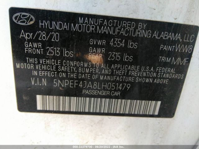 Photo 8 VIN: 5NPEF4JA8LH051479 - HYUNDAI SONATA 