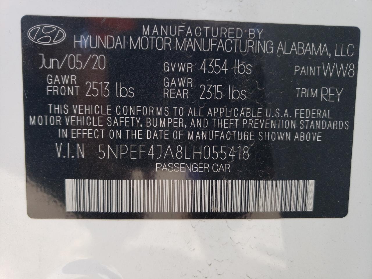 Photo 11 VIN: 5NPEF4JA8LH055418 - HYUNDAI SONATA 