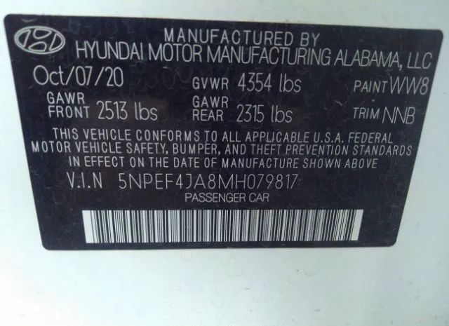 Photo 8 VIN: 5NPEF4JA8MH079817 - HYUNDAI SONATA 